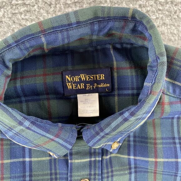 Nor’Wester Wear By Pendleton Mens Button Down Shirt Plaid, L Large - Picture 2 of 5